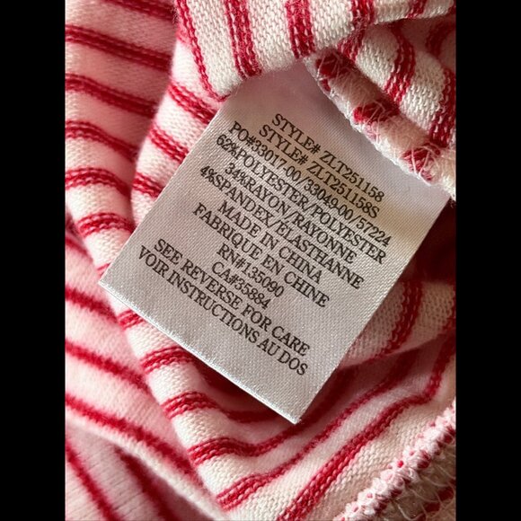 Z Supply Top Medium Womens Peppermint Stripe Long Sleeve Stretch Tee - Picture 9 of 9